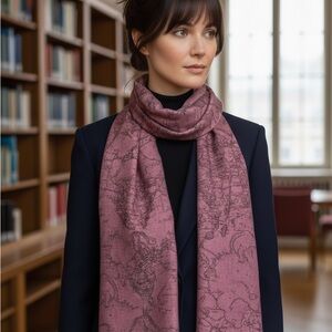 Womens Pink Patterned Travel Scarf.  Beautiful